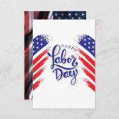 米国のフラグのある労働日 サンキューカード (正面/裏面)