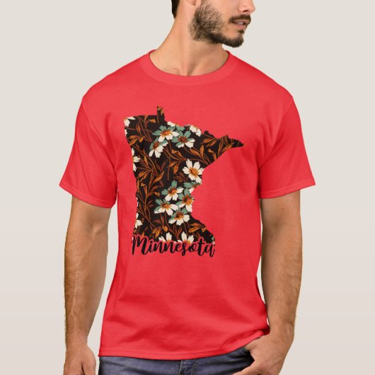 米国のフローラ地図ミネソタ州ミネソタの地図 Tシャツ (正面)