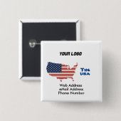 米国のマップキーチェーンキーホルダー 缶バッジ (正面&裏面)