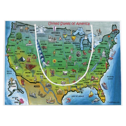 米国のマンガの地図 ラージペーパーバッグ (正面)