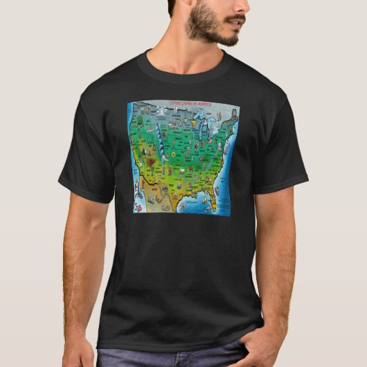 米国のマンガの地図 Tシャツ (正面)