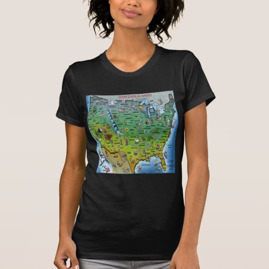 米国のマンガの地図 Tシャツ (正面)