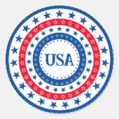 米国のモノグラムの赤、白、および青の星 ラウンドシール (正面)