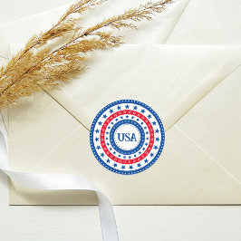 米国のモノグラムの赤、白、および青の星 ラウンドシール