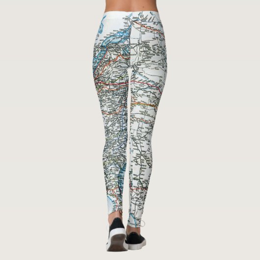 米国のユニークなヴィンテージのハイウェーの地図 レギンス (裏面)