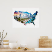 米国のランドスケープ地図ポスター ポスター (キッチン)