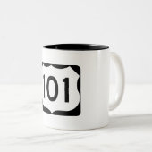 米国のルート101の印 ツートーンマグカップ (正面右)