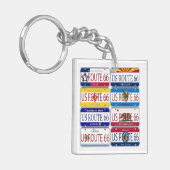 米国のルート66すべての8つの州のバニティー・プレート キーホルダー (正面左)