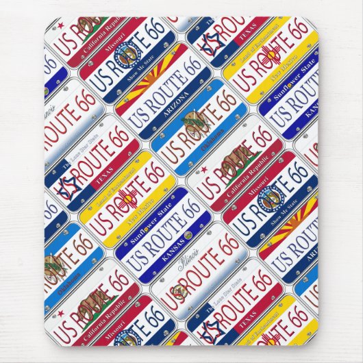 米国のルート66すべての8つの州のバニティー・プレート マウスパッド (正面)