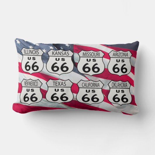 米国のルート66のシンボルや象徴 ランバークッション (正面)
