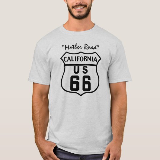 米国のルート66 -カリフォルニア Tシャツ (正面)