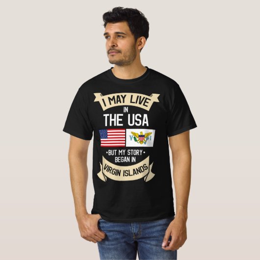 米国のヴァージン諸島根アメリカ国旗USAギフト Tシャツ (正面フル)