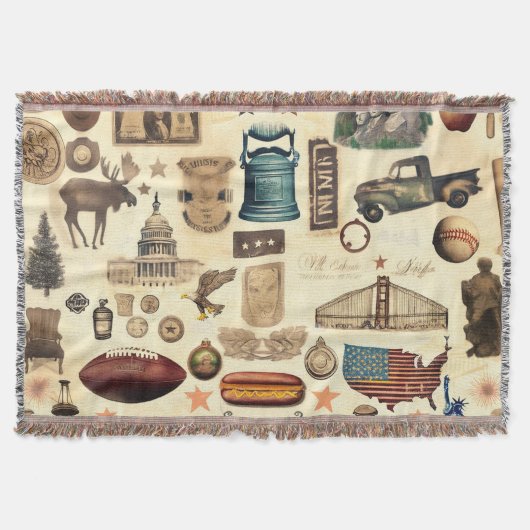 米国のヴィンテージとノスタルジックな国のシンボル、遺跡 スローブランケット (正面)