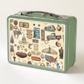 米国のヴィンテージとノスタルジックな国のシンボル、遺跡 メタルランチボックス (裏面)