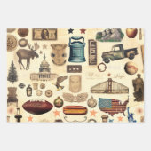 米国のヴィンテージとノスタルジックな国のシンボル、遺跡 ラッピングペーパーシート (正面3)