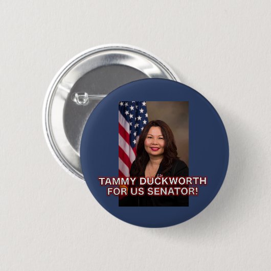 米国の上院議員ボタンのためのイリノイTammy Duckworth 缶バッジ (正面&裏面)