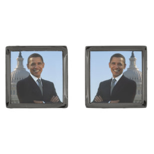 米国の上院議員、第44回アメリカの大統領、バラク・オバマ ガンメタルカフスボタン