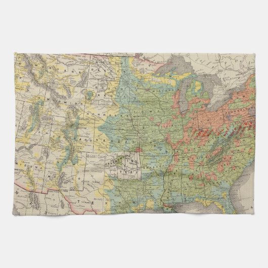 米国の人口密度1890年 キッチンタオル (横)