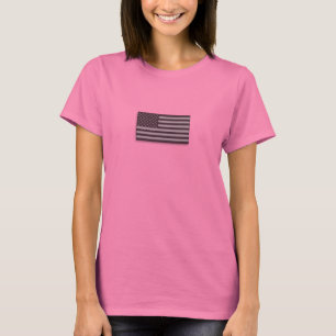米国の低い可視性の米国旗の迷彩柄の灰色の女性 Tシャツ