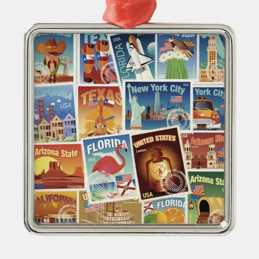 米国の切手 メタルオーナメント (正面)