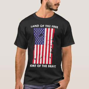 米国の勇敢なフラッグアメリクのフリーホームの土地 Tシャツ