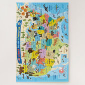 米国の動物の地図子供へ ジグソーパズル (縦)