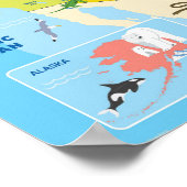 米国の動物の地図子供へ ポスター (角)