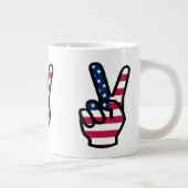 米国の勝利サイン ジャンボコーヒーマグカップ (右)