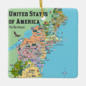 米国の北の東の地図 セラミックオーナメント (正面)