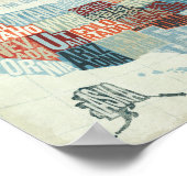 米国の単語州付き地図 ポスター (角)