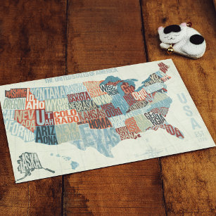 米国の単語州付き地図 ポストカード