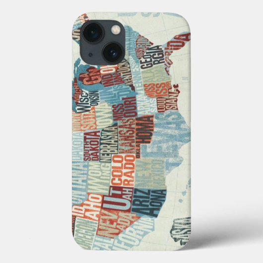 米国の単語州付き地図 Case-Mate iPhoneケース (裏面)