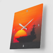 米国の原子力空母 スクエア壁時計 (傾斜)