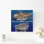 米国の原子力空母 スクエア壁時計 (ホーム)