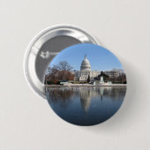 米国の国会議事堂の建物の冬の写真 缶バッジ (正面&裏面)