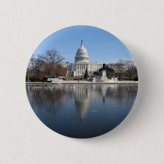 米国の国会議事堂の建物の冬の写真 缶バッジ