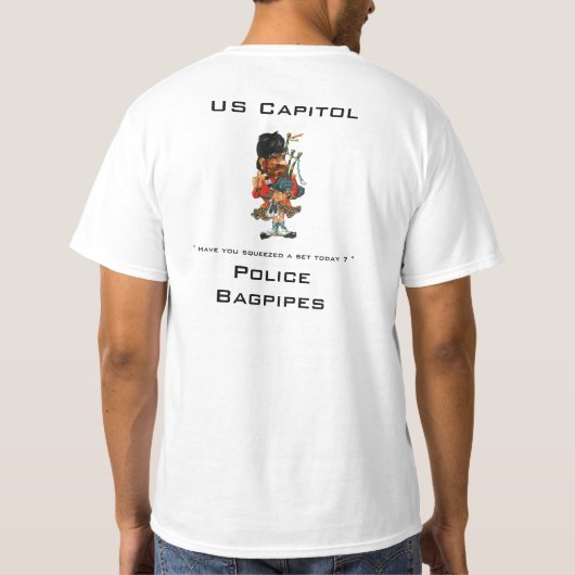 米国の国会議事堂の警察のバグパイプ Tシャツ (裏面)