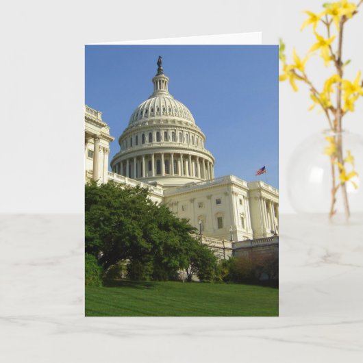 米国の国会議事堂のWashington D.C.の挨拶状 カード (黄色い花)