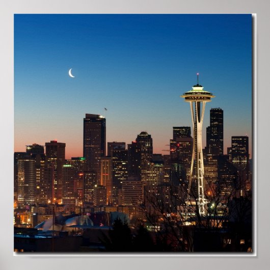 米国の国旗が月の間を飛んでいる ポスター (正面)