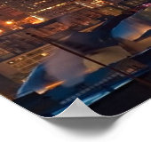 米国の国旗が月の間を飛んでいる ポスター (角)