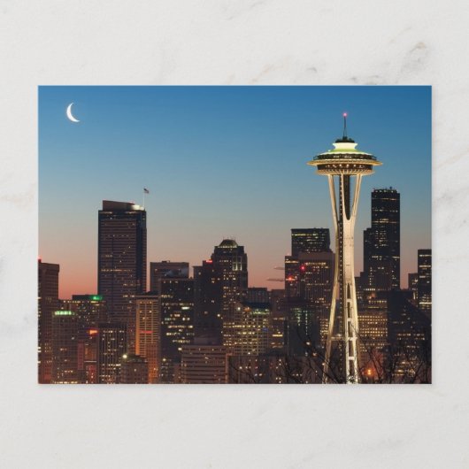 米国の国旗が月の間を飛んでいる ポストカード (正面)