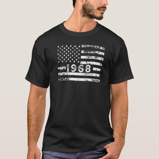 米国の国旗と1968生まれ年に生まれた愛国 Tシャツ (正面)