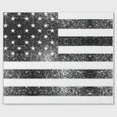 米国の国旗の白黒のキラキラグリッター ラッピングペーパー (フラット)