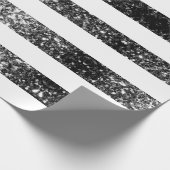 米国の国旗の白黒のキラキラグリッター ラッピングペーパー (角)