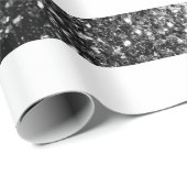 米国の国旗の白黒のキラキラグリッター ラッピングペーパー (ロールコーナー)