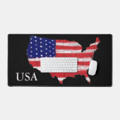米国の国旗の色の地図と米国文字 デスクマット (キーボード&マウス)