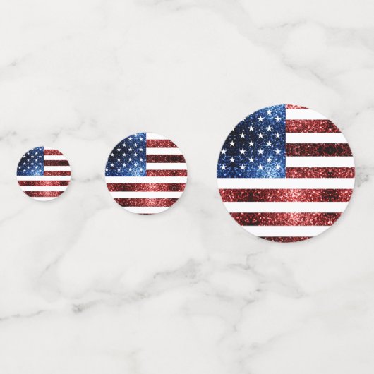 米国の国旗の赤い青いきらめきグリッターモノグラム コンフェッティ (裏面)