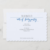 米国の国旗の赤い青のきらめき7月4日招待状 招待状 (裏面)