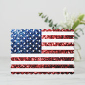 米国の国旗の赤い青のきらめき7月4日招待状 招待状 (スタンド正面)