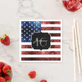 米国の国旗の赤い青の輝きグリッターSweet 16 スタンダードカクテルナプキン (インサイチュ)